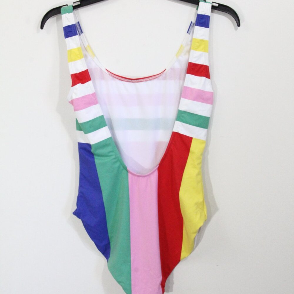 Onia One Piece Swimsuit XL New Women Striped Bathing Suit Rainbow colorful Kelly - Picture 9 of 11